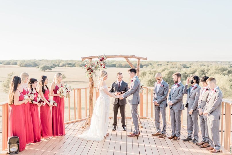Lakeside gazebo ceremony at The Dogwood Barn